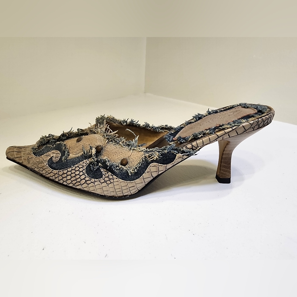 Luvshoe's Denim Kitten Heels - Size 38
